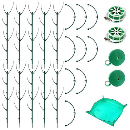 Monstera Plant Support Kit with Waterproof Repotting Mat, 10 Stackable Poles, 9 Curved Connectors, Plant Tie Wire & Hook and Loop Tape for Monstera, Pothos, Philodendron