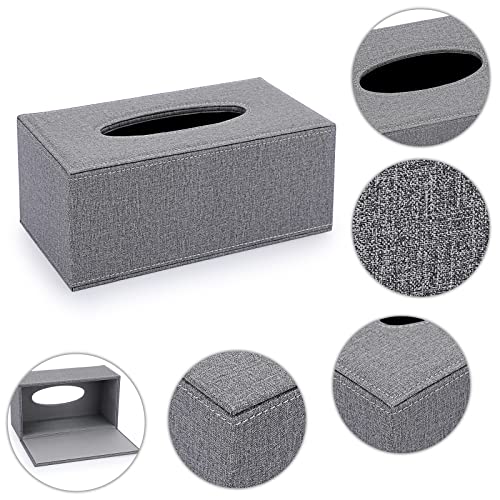 Sumnacon Tissue Box Cover Rectangle Linen Tissue Box, Stylish Tissue Box Holder with Magnetic Bottom,Decorative Tissue Cover for Bathroom Living Room Toilet Table Desk Office Car, Grey | Elegant Tissue Box Cover Rectangular,Decorative Tissue Covers for Ba