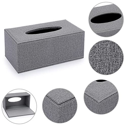 Sumnacon Tissue Box Cover Rectangle Linen Tissue Box, Stylish Tissue Box Holder with Magnetic Bottom,Decorative Tissue Cover for Bathroom Living Room Toilet Table Desk Office Car, Grey | Elegant Tissue Box Cover Rectangular,Decorative Tissue Covers for Ba