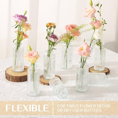 12PCS Mini Bud Vases As Vertical Wedding Centerpieces for Tables,Clear Bud Vases for Flowers,Small Flower Vases Suitable for Birthday Party,Anniversary,Wedding,Baby Shower (Clear-5.2in) - color: 12pcs