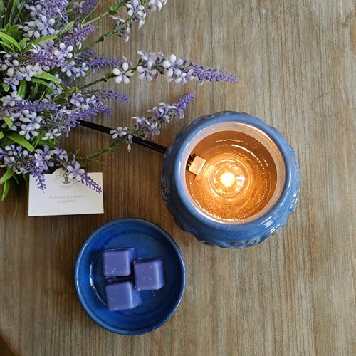 Hosley 2-Pack 5" High Blue Ceramic Electric Warmer Ideal Gift for Wedding Spa Aromatherapy. Use with Wax Melts Cubes and Fragrance Oils - color: Blue*2