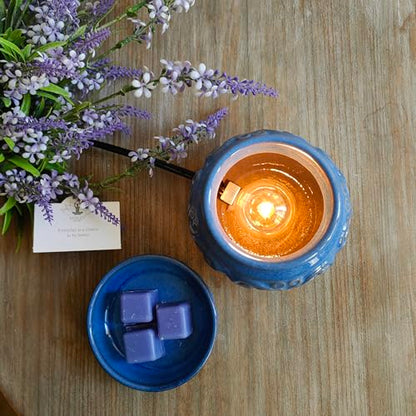 Hosley 2-Pack 5" High Blue Ceramic Electric Warmer Ideal Gift for Wedding Spa Aromatherapy. Use with Wax Melts Cubes and Fragrance Oils - color: Blue*2