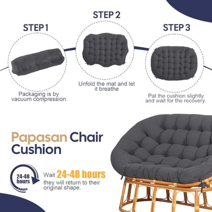 Papasan Chair Cushion Dark Gray - color: Grey, size: 65x48 Inch