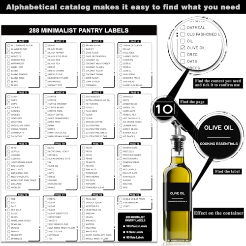 288 Pantry Labels for Food Containers, Black Preprinted Minimalist Waterproof Stickers for Organizing Storage Bins, Jars and Kitchen - style: Black Square Pantry Labels