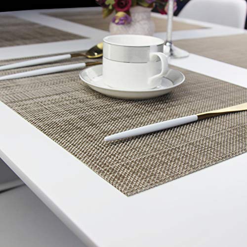 Placemats Place Mats Indoor Set of 6 Washable Easy to Clean PVC Placemat (Placemats Set of 6, Camel) - color: Camel, size: placemats set of 6
