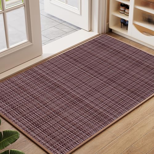 Welcome Front Door Mat Indoor Entrance Entry Mat 24"x36" Brown | 2x3 ft Dirt Resistant Absorbent Low-Profile Thin Braided Indoor Door Mat Non Slip Rubber Inside Doormat Washable Entryway Mat - color: B- Brown, size: 24"x36"