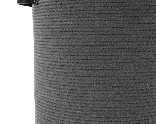 16"x20" Extra Large Cotton Rope Basket with Zipper Lid, Woven Laundry Hamper and Blanket Storage Basket, Round Clothes Bin for Living Room Bedroom, Dark Grey - color: All Dark Grey