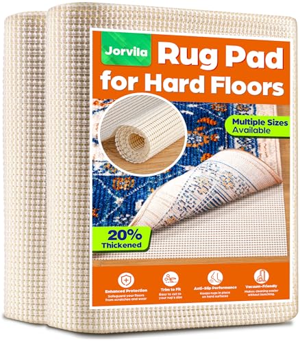 Jorvila Non-Slip Rug Pad Gripper 2.5x14 Feet, Anti Skid Mat for Kitchen Hallway Runner Rug, Keeps Rugs in Position and Safe, Thick Cushioned Carpet Pad for Hardwood Floors Protection - color: White, size: 2'6" x 14' (Rectangular)