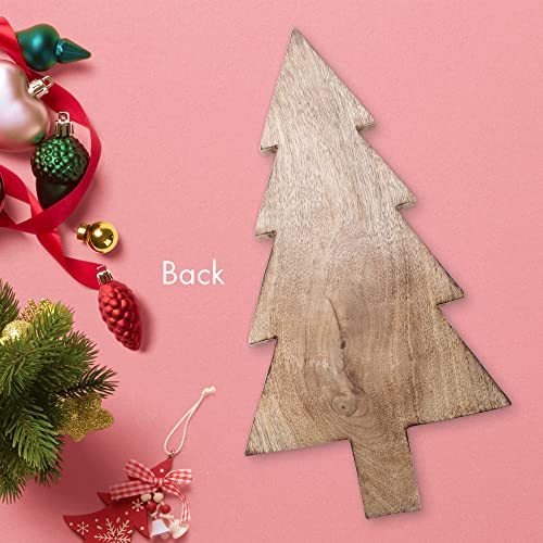 Mary Square Natural Brown Christmas Tree 17.25 x 9.5 Mango Wood Christmas Cheese Cutting Board - style: Large Christmas Tree