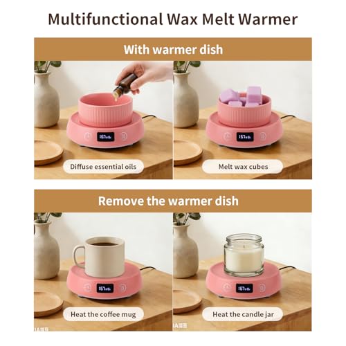 Candle Warmer,Wax Melt Warmer for Desk with Temperature Display | 1-9H Delay Start Timer,Wax Warmer for Scented Wax,Wax Melter,3 Temperature Settings,1-9H Auto Shut Off Timer - color: Pink