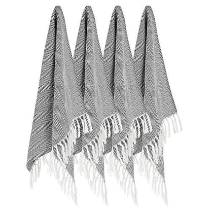 100% Cotton Hand Face Head Guest Gym Towel Set Washcloth Kitchen Tea Towel Dish Cloth Set of 4 Black - color: Black