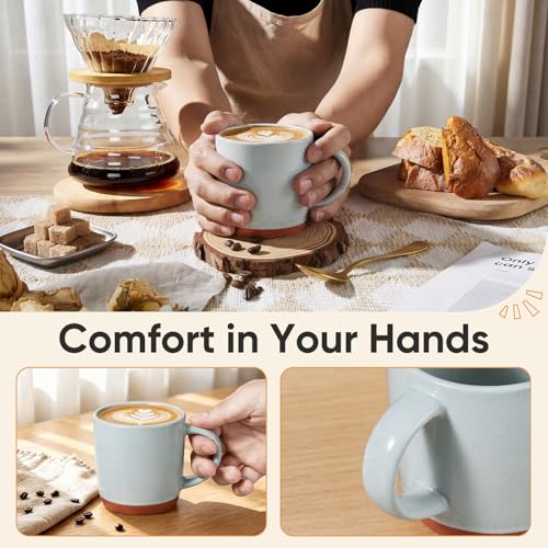 E-far Ceramic Coffee Mug Set of 4, 12oz Stoneware Coffee Cup with Handle, Porcelain Tea Cups, Modern Farmhouse Latte Mug Gift Set for Women & Men, Microwave Safe, Speckled Gray - color: Speckled Gray