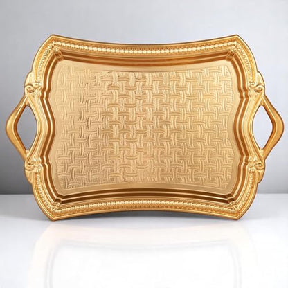Alisveristime Elisa Rectangular Metal Serving Tray, 14.6 x 9 in (Gold) - color: Gold