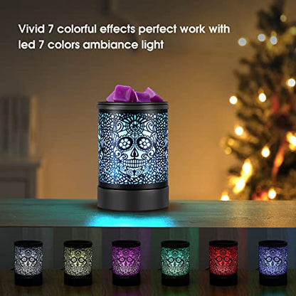 Enaroma Fragrance Wax Melts Warmer with 7 Colors LED Changing Light Scent Oil Candle Warmer for Home Office-Skull Timer - color: Skull Timer
