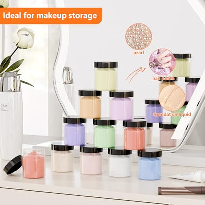 84PCS 4oz/125ml Plastic Jars with Screw On Lids Pressure Sensitive Seal,Clear Container for Storing Dry Food,Lotion, Makeup, Slime, Honey Jam, Cream, Butter,Black - color: Plastic-84Pack-Black