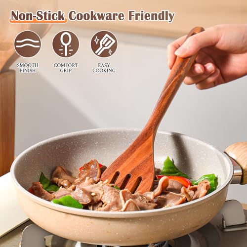 Wooden Spoons for Cooking, 11 Pcs Wood Cooking Utensils Set with Holder, Natural Acacia Wooden Kitchen Tools, Nonstick Cookware, Easy Clean, Kitchen Utensil Set for Mom, Wife Cooking Gifts - style: 11Pcs Set