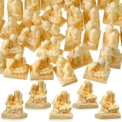 RoundFunny 50 Pcs Christmas Miniatures Nativity Resin Nativity Figures Bulk | Christmas Holy Family Figurine, Hide and Seek for Family, Nativity Scene Religious Gifts for Xmas Christian Goodie Bag Favors - style: Nativity