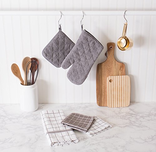 DII Basic Terry Collection 100% Cotton Quilted, Oven Mitt, Gray, 2 Piece - color: Gray, size: Oven Mitt
