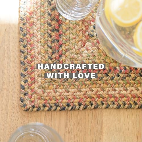 Homespice Kingston Jute Braided Placemats, Rect 13x19 Set of 6 | Multicolor Protects Tabletop in Style and Everyday and Holiday Table Mats, Rich Colors, Reversible and Durable - color: Kingston