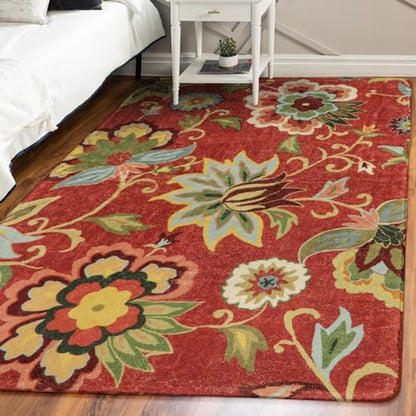 Lahome Floral Red 3x5 Area Rug, Washable Kitchen Fall Rugs Non-Slip ‎Stain Resistant Soft Throw Low-Pile Carpet for Bedroom, Christmas Paisley Print Floor Carpet for Living Room Entryway Office | Fall Rug Non-Slip Stain Resistant Throw Low-Pile Carpet for