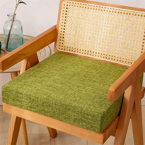 Reyox Recliner Cushion for Armchair 2" Thick Olive Green 16" x 16" | Removable Cotton Linen Cover, Non Slip Square Chair Cushion, Thicken Foam Chair Pads for Long Sitting - color: 2" Thick Olive Green, size: 16" x 16"