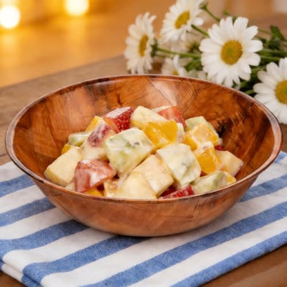 Woven Wood Salad Bowls, 6-Inch, Set of 6 | Small Wooden Snack Bowls, For Fruit, Side Dish & Popcorn, Natural Rustic Serving, Lightweight & Durable