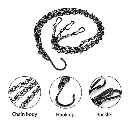 PCTC 3 Pack 18 inch Hanging Basket Chain,Hanging Plant Holder | Flower Pot Basket Chains 3 Point Replacement Chain Hangers with S Hooks for Planters, Bird Feeders, Lanterns & Garden - size: 18 inch
