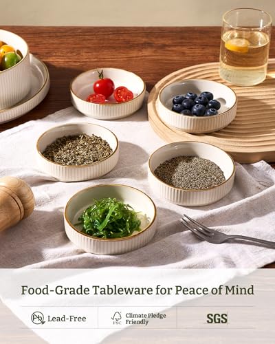 famiware Ceramic Soy Sauce Dish, 4oz Dipping Bowls Set of 8, White | Individual Dip Sauce Cups/Dishes/Plates, Small Serving Bowls for Side Dishes, Condiments, Sushi, Appetizers, Reactive Glaze - color: White, size: 8pcs