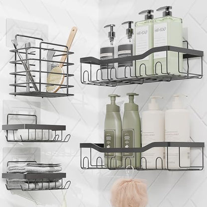 Clara Clark Shower Caddy Adhesive Organizer, Large Capacity Shower Rack, Rustproof Stainless Steel Shelves - color: Grey