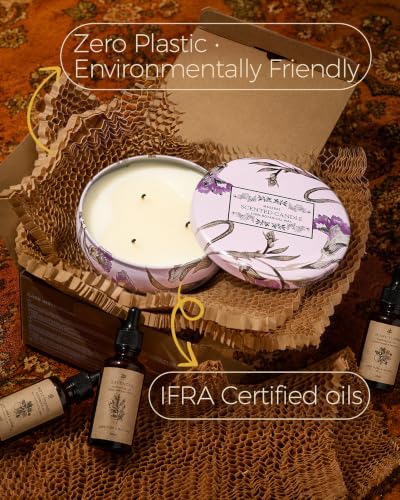 M&SENSE Lavender Vanilla Scented Candles,3 Wick Soy Candles for Home Scented, 12oz Travel Aromatherapy Candle for Stress Relief, 40 Hour Burn Time - color: Lavender Vanilla