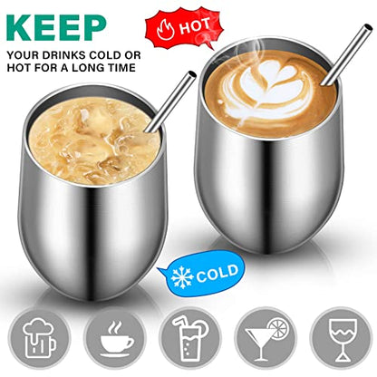 Remagr 16 Pack Stainless Steel Wine Tumblers 12 oz Insulated Vacuum Wine Cup Set Double Wall Stainless Steel Stemless Mug Glasses for Coffee Soda Whiskey Outdoor Travel (Silver) - color: Silver