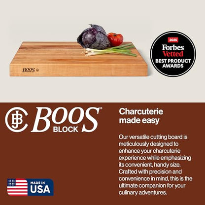 John Boos RA-Board Series Rectangular Wooden Maple Cutting Board 24”x18” – 2.25” Thick, 30-lb Reversible Butcher Block with Edge-Grain & Finger Grips – Made in the USA - color: Maple, size: 24"L x 18"W