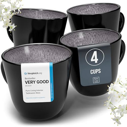 Large Stoneware Coffee Mugs Set of 4, 15.6 oz Coffee Cups with Reactive Glaze, Lead-Free, Dishwasher & Microwave Safe, Stain Resistant for Cocoa, Latte, Cappuccino & Tea, Dark Gray - color: Dark Gray, size: Mugs (4x)