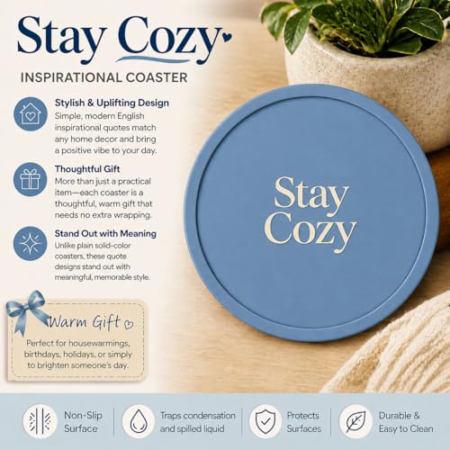 Silicone Coasters Set of 6, Premium Drink Coaster with Holder, Non-Slip, Non-Stick, Dishwasher Safe, Perfect for Hot and Cold Drinks, Protect Your Desks and Tables(6 Morandi Blue) - color: Morandi Blue