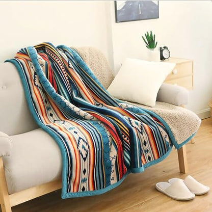 Boho Sherpa Throw 60'' x 50''- Bohemian Soft Plush Flannel Throw Blankets for Bed/Couch/Sofa/Office/Camping - color: A-bohemian, size: 50''x60''