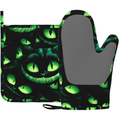 Halloween Ghost Face Heat-Resistant Oven Mitts and Pot Holder Smile Face Kitchen Non-Slip Silicone Cooking Microwave Gloves for BBQ Baking Grilling - color: Halloween Ghost Face