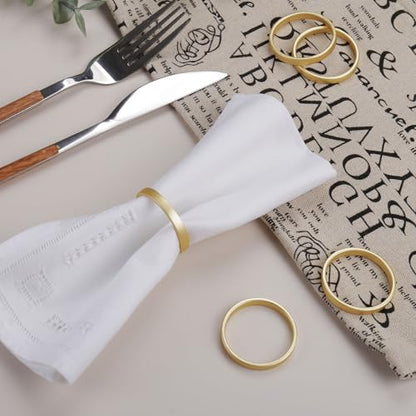 Cuff Brushed Gold Napkin Rings Set of 8, Circle Napkin Buckles Holder for Wedding Reception, Modernist Napkin Ring Holders for Tables, Metallic Serviette Buckles Decor - size: Set of 8