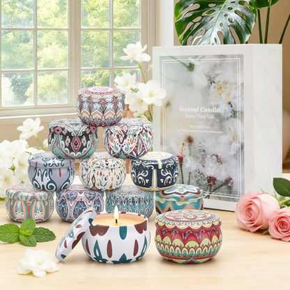 Scented Candles Gift Set, 12 Pack Soy Wax Aromatherapy Candles | 12 Scents, Up To 300-Hour Burn, Gift Box Included, Home Fragrance, Spa Relaxation, Gifts for Women - color: Gray
