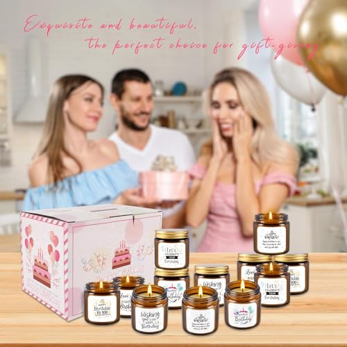 12-Pack Birthday Scented Candles, 3.05 oz Each, Natural Soy Wax, Long-Lasting Romantic Fragrance, Funny Happy Birthday Gift Set, Unique Gifts for Women Men, Gift-Ready - color: 12Pack-Birthday