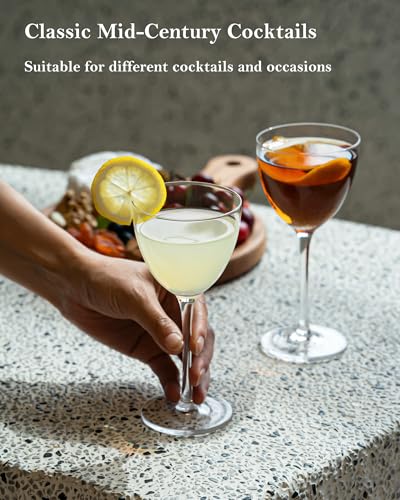 GIHOP Nick and Nora Cocktail Glasses, Small Coupe Martini Glasses Set of 4 | 5.8Oz Hand Blown,100% Lead-Free Crystal Coupe Glassware, Cocktail Glasses for Manhattan, Cosmopolitan, Espresso with Gift Box - size: Nick and Nora Cocktail Glasses 4