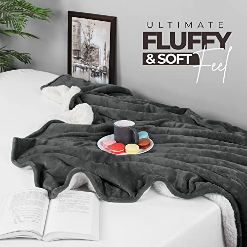 Utopia Bedding Sherpa Blanket Twin Size (Grey, 90x66 Inches) - Soft Lightweight Plush Fleece Reversible Blanket for Bed, Sofa, Couch, Camping and Travel - color: Grey, size: Twin (90x66 Inch)