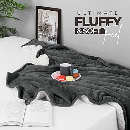 Utopia Bedding Sherpa Blanket Twin Size (Grey, 90x66 Inches) - Soft Lightweight Plush Fleece Reversible Blanket for Bed, Sofa, Couch, Camping and Travel - color: Grey, size: Twin (90x66 Inch)