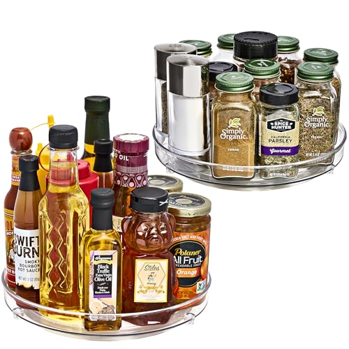 Sorbus 9 Inch Flat Clear Lazy Susan Organizer, Turntable Organizer for Spice Organization for Cabinet, Lazy Susan Turntable for Kitchen, Home, Office, Closet, Laundry Room Organization (2-Pack) - size: Flat