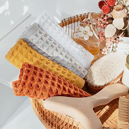 Waffle Washcloths Set, 100% Turkish Cotton (White) - color: White, size: Washcloths Set (4 Pieces)