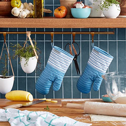 KitchenAid Albany Oven Mitt 2-Pack Set, Blue Velvet, 7"x13" - color: Blue Velvet