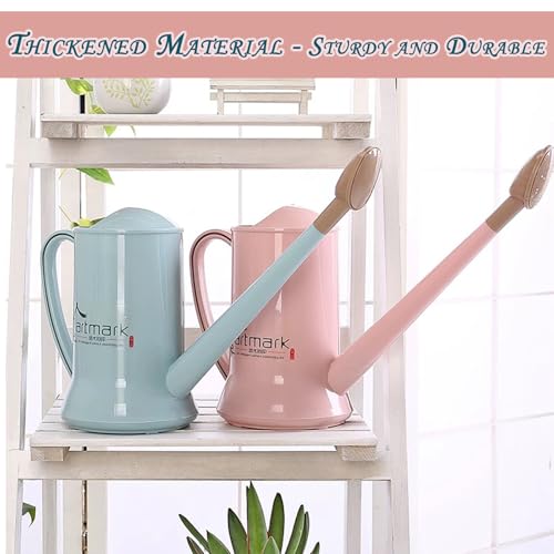 2L Thick Plastic Watering Can with Long Spout – Lightweight Garden Watering Can for Indoor & Outdoor Plants, Flowers, Balcony –Durable & Leakproof (Pink) - color: Pink