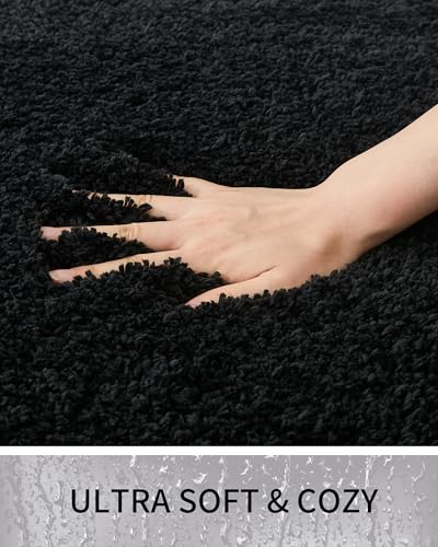 Toilet Rugs U-Shaped Mat 24x22, Contour Bathroom Mat - Ultra Soft & Absorbent Microfiber, Quick-Dry, Machine Washable with High Density Foam Latex Non Slip Backing, Black - color: Black, size: 24" X 22"(Toilet Rug)