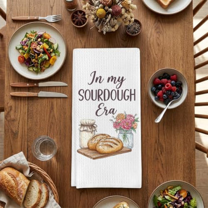 Sourdough Baking Gifts Dish Towels for Women Hostess, in My Sourdough Era Waffle Weave Kitchen Towels for Bread Lover - color: Sourdough