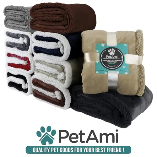 PetAmi Dog Blanket Small Medium Pet Cat Puppy Kitten, 40x29 Mini, Blue Gray | 460 GSM, Soft Sherpa Fleece Throw, Reversible Plush Couch Cover Protector Crate Carrier Sofa Bed Car Seat, Machine Washable - color: Navy/Gray Sherpa, size: Medium - 29 X 40 Inc