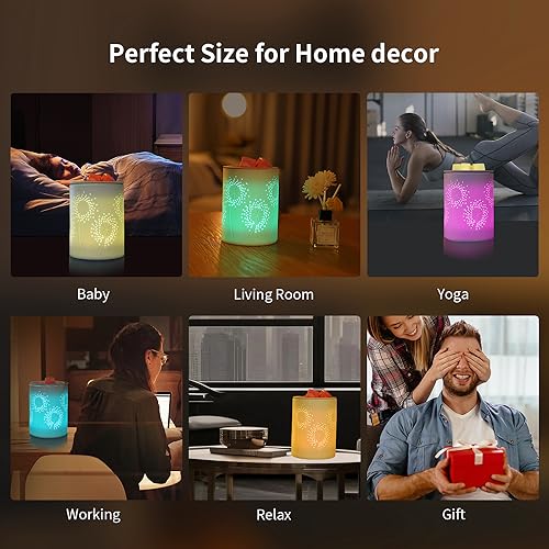 inrorans Wax Melt Warmer Ceramic Oil Burner with Timer Electric Candle Wax Melter with Led Coloful Changing Silicone Removeable Tray for Home Gifts-Dandelion - color: Dandelion